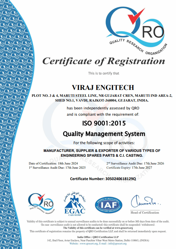 ISO 9001:2015 Certificate — Viraj Engitech